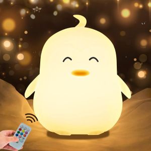 Grand Pingouin Veilleuse Enfant Bebe Veilleuses Lampe De Chevet En Silicone Portable Lumière Multicolore Avec Télécommande Soin Des Yeux Veilleuse À Luminosité Réglable - Neuf