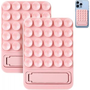 2 Pi&egrave;ce Ventouses En Silicone Pour Tous Les Mod&egrave;les De T&eacute;l&eacute;phones Avec Un Design De Support De Bureau, Support Antid&eacute;rapant Mains Libres Pour T&eacute;l&eacute;phone Portable Pour Selfies Et Vid&eacute;os (Rose) - Neuf