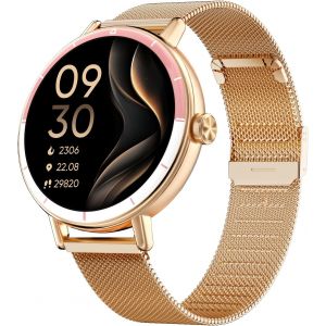 Montre Connect&eacute;e Femme Avec Double Bracelet, Smartwatch Sport, Montre Podometre, Compatible Android Et Ios, R&eacute;pondre Et Passer Des Appels, &Eacute;cran Tactile Hd, &Eacute;tanch&eacute;it&eacute; Ip68, Or Rose - Neuf