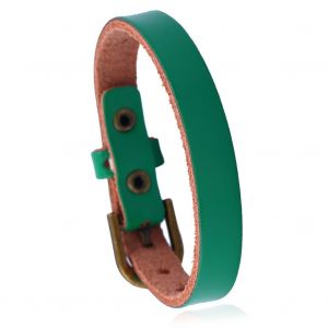 Bracelet Simple Style Punk Vintage, Bracelet Unisexe En Alliage De Cuir De Vache Synthetique (Vert) - Neuf