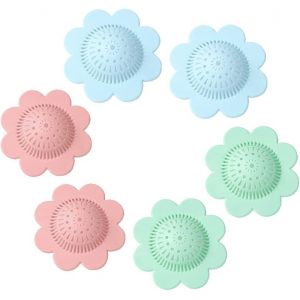 Lot de 6 bouchons de douche en silicone résistants, attrape-cheveux, pour salle de bain et cuisine - Neuf