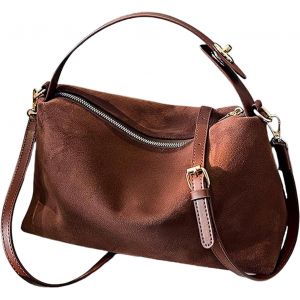 RFCBC-Petit Sac Portés Épaule, Sac Bandoulière Femme en Cuir Artificiel,Sac Fourre Tout,Sac Hobo Vintage Souple pour Femme Sacs à Bandoulière en Daim pour Femme avec Sangle Réglable et Amovible - Neuf
