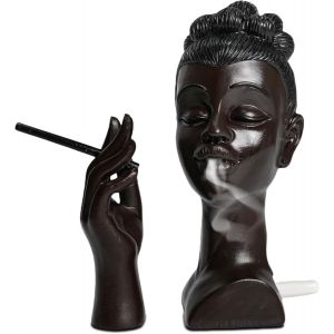 Br&ucirc;leur D'encens T&ecirc;te Femme Noire,Bruleur Encens Avatar Cr&eacute;atif,Femmes Africaines Porte Encens,R&eacute;sine Support Encens Cone,pour C&ocirc;nes D'encens,D&eacute;coration D'aromath&eacute;rapie Ameublement (Dame) - Neuf