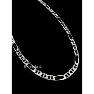 Cha&icirc;ne De Cou - Bijouxia - Maille Marine Altern&eacute;e Diamant&eacute;e - Argent Massif 925/1000 - 50 Cm - 4,6 Mm - Neuf