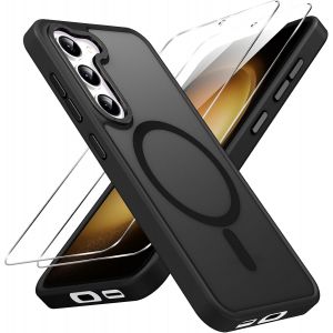 ELVORIX-Magn&eacute;tique Coque pour Samsung Galaxy S23 5G avec 2 Verre Tremp&eacute;, Compatible avec MagSafe, Etui Translucide Mat Arri&egrave;re Housse Fine Antichoc Militaire Case pour Samsung Galaxy S23 5G 6,1"", Noi - Neuf