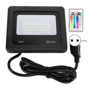 HJLIAN Projecteur LED RGB colore avec telecommande, 25 W, pour allee de cour, AC85-265VEU - Neuf