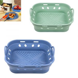 Ensemble De Paniers En Silicone Pour Friteuse &Agrave; Air - 2 Pots Pliables Et R&eacute;utilisables Pour La Cuisson Au Four Et La Friture - Neuf