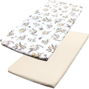 Ulteronixshop-Draps Housse Pour Lit B&eacute;b&eacute; Enfant Lot De 2, Lion/Feuilles/Beige, 70 X 140 Cm - Neuf