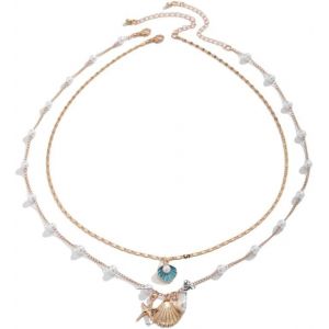 Kales-Collier Coquillage,Collier En Coquillage Dor&eacute; Pour Femme Collier &Agrave; Breloques Pour Femmes Cha&icirc;ne De Coquillage Collier Femme Or Collier En Coquillages - Neuf