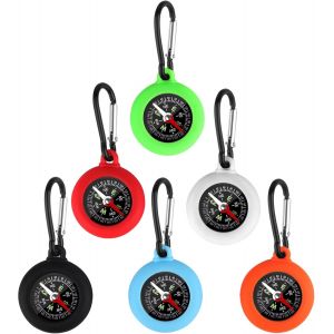 Lot De 6 Boussoles D'extérieur Pour Enfant Avec Mousqueton, Boussole De Poche, Porte-Clés, Équipement De Survie, Pour L'extérieur, Le Camping, La Randonnée, Les Voyages - Neuf