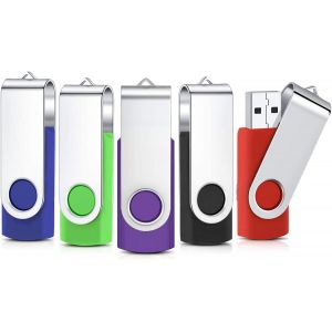 Cl&eacute; USB 8Go Lot de 5 Flash Drive Cles USB 2.0 M&eacute;moire Stick Stockage Pivotantes Porte Clef USB U Disque (5 Couleurs M&eacute;lang&eacute;es:Rouge Vert Noir Bleu Violet) - Neuf