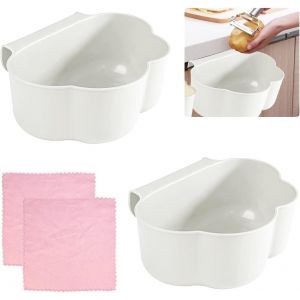 2 Pcs Coupelle Collecte D&eacute;chets Cuisine Bac Collecteur Pour D&eacute;chets De Cuisine &Agrave; Accrocher Poubelles Bac Poubelle Collecteur Pour D&eacute;chets &Agrave; Accrocher Au Placard De Cuisine, Blanc - Neuf