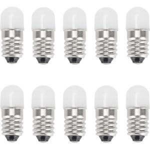 Sjzg-Lot De 10 Ampoules Led E10 3v Blanc Chaud Ac/Dc E10 0,5 W 65 Lm (3 V, Blanc Chaud) - Neuf