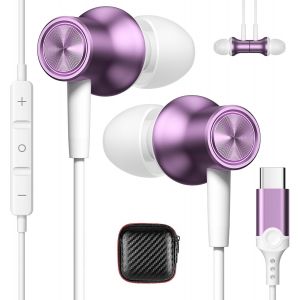 KALANKA-&Eacute;couteurs USB C Filaire, pour iPhone 15 Pro 5G, Galaxy A54, A34, A53, magn&eacute;tiques, avec c&acirc;ble de microphone, port USB C, casque de sport, pour Samsung S24, Pixel 8, 7, Redmi Note 13 Pro+, vio - Neuf