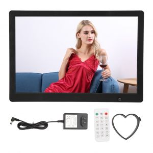Cadre photo numerique 15,4 pouces HD multifonctionnel, capteur de mouvement, avec telecommande, 100 a 240 V, noir, prise US - Neuf