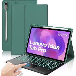 &Eacute;tui De Clavier Pour Idea Tab Pro 12,7"" 2025 &iquest; Qwertz Allemand Amovible Bluetooth Sans Fil 7 Couleurs Clavier &Eacute;clair&eacute; Pour Idea Tab Pro 12,7"" 2025, Vert Fonc&eacute;[Z1574] - Neuf