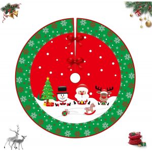 Jupe de sapin de No&euml;l ronde de 90 cm, jupe de sapin de No&euml;l avec motif P&egrave;re No&euml;l, jupes de sapin de No&euml;l en tissu - Neuf