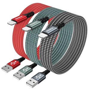KALANKA-C&acirc;ble iPhone [2M+2M+2M/Lot de 3] Cable Chargeur iPhone Certifi&eacute; MFi C&acirc;ble Lightning Nylon Tress&eacute; Fil Solide Charge Rapide Compatible avec iPhone 14 13 12 11 Pro/Pro Max, XS XR X 8 7 6 5 SE - Neuf