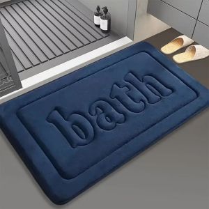 Tapis Absorbant En Flanelle Gaufrée Pour Salle De Bain,Salle De Douche,Tapis De Sol Antidérapant,Éponge Épaisse,Tapis De Pied De Toilette,Tapis De Porte De Chambre À Coucher - Type Blue-500mmx800mm - Neuf