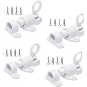 ChenQuanSarl-Loquet À Ressort Automatique En Alliage D'Aluminium, Boulon Porte Loquet Avec 16 Vis, Verrou Porte À Rebond, Verrouillage À Ressort Pour Porte, Clôture, Fenêtre, Armoire En Bois (Blanc) - Neuf