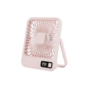Ventilateur de table USB avec affichage num&eacute;rique et support pliable &agrave; 180&deg; - Rose - Neuf