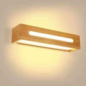 Subzonal-Applique Murale Int&eacute;rieure Led, Moderne Lampe Murale Led 18w 2025lm, Luminaire Murale En Bois Pour Chambre Salon Couloir Escalier, 3000k Blanc Chaud - Neuf