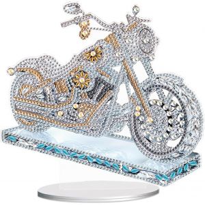 Ayuhr-Diamond Painting Ornement De Table Diamant Painting Décoration De Table Peinture Diamant Ornement De Bureau Diamond-Painting Sur Socle Point De Croix Broderie Puzzle Motocyclette - Neuf