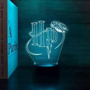 Ha-Rry Veilleuse 3d Illusion Led, Anime 3d Led Nachtlicht, Ha-Rry Lampe, Veilleuse Stéréoscopique Visuelle À 16 Couleurs, Dimmable, Cadeau Parfait Pour Les Enfants - Neuf