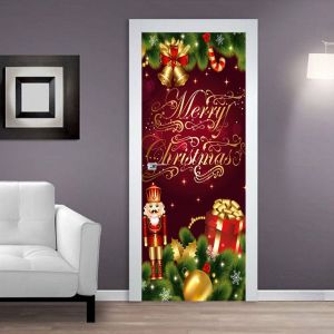 90 x 200 cm Porte Autocollant&iquest;C&iquest;3D Porte Affiche Autocollant Santa Claus Giv - Neuf