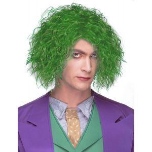 Kalanka-Perruque Synth&eacute;tique Courte Boucl&eacute;e Pour Homme - Mode Vert Herbe - Perruque Boucl&eacute;e Moelleuse - Halloween - Costume - Unisexe - Neuf