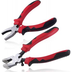 ERYI-Lot De 2 Pinces Pour Couper Le Verre Et Pince À Épiler Avec Embouts En Caoutchouc - Kit D'Outils De Coupe De Verre Pour Installation De Matériel De Clé Et Vitrail - Outil De Rupture De - Neuf