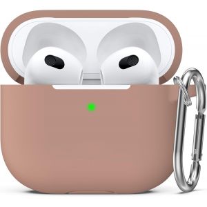 Compatible avec Airpod 3 Case Cover,Silicone Protective Accessories Skin avec Porte-clés Compatible avec Apple Airpod 3e génération 2021 pour Femmes Hommes Filles garçons,Thé au Lait - Neuf