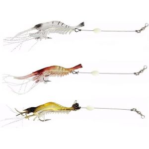 Leurre De Pêche Aux Crevettes Souple Et Lumineux ¿ Appât Bionique De 7 Cm Avec Hameçon Durable, Couleurs Vives Pour La Pêche En Eau Salée (Lot De 3) - Neuf