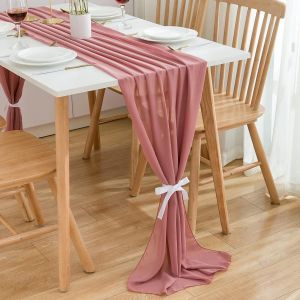 Moiuy-Chemin De Table En Mousseline De Soie Décoration De Table De Mariage Décoration D'anniversaire,Rose Foncé,300 X 70 Cm - Neuf