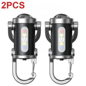 Hutp-Mini Lampe De Poche Ultra Lumineuse Cob,Rechargeable,Porte-Clés Led Suspendu,Lumière Portable,Étanche,Lampe De Poche Pour Camping,Nouveauté-Black 2pcs - Neuf