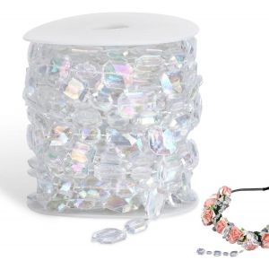 Cmjaagur-Perle En Cristal Guirlande 10 Mètre, Guirlande Perle Noel,Guirlande Perle,Perle En Cristal Guirlande,Perles, Chaîne De Perles De Cristal Transparent Acrylique Pour Fêtes De Mariage,[M233] - Neuf