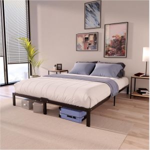 SUBZONAL-Cadre de Lit 160x200cm avec Sommier - Sommier 160x200 avec Pieds - Hauteur de 35cm - Structure Solide, Assemblage Facile et Espace de Rangement 32cm - Neuf