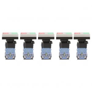 Lot de 5 interrupteurs a bouton-poussoir a reinitialisation automatique BEM38-11DRG 22 mm 1 NO 1 NC avec voyant lumineux (AC/DC 24 V) - Neuf