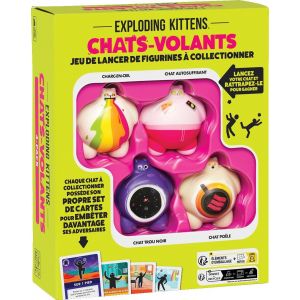 ERYI-- Chats-Volants Pack 4 Chats - Jeu De Société Fun Famille & Enfants Dès 8 Ans - Lancer, Attraper & Relever Des Défis Délirants - Jeu De Cartes 2+Joueurs - Par Exploding Kittens - En Français - Neuf