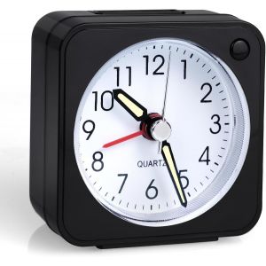 KAL-Réveil Matin À Piles,Mini Réveils De Voyage Réveil Enfant With Snooze And Light Reveil Matin À Piles Silencieux Sans Tic-Tac Doux Pour Maison,Chambre À Coucher,Bureau - Neuf