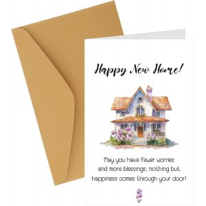 CHECARZHN--NO1-Carte Nouvelle Maison, 20,5X13,5 Cm Carte Pour Pendaison De Crémaillère Avec Enveloppe Carte Pour Nouvel Appartement Félicitations Pour Votre Nouvelle Maison Bienvenue Au Nouveau Propr - Neuf