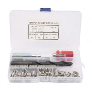 Kit d'outils de reparation de filetage de manchon de vis en fil d'acier inoxydable, 29 pieces (M12 x 1,75) - Neuf
