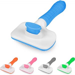 Brosse Auto-Nettoyante Pour Chien Et Chat Avec Manche Lisse &iquest; Id&eacute;ale Pour Les Poils Moyens &Agrave; Longs[Z1087] - Neuf