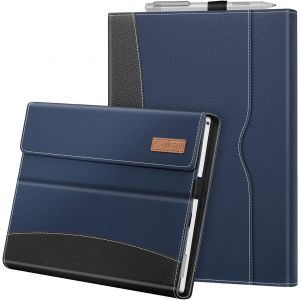 Housse pour Microsoft Surface Pro 7+/Surface Pro 7/Pro 6/Pro 5/Pro 4/Pro 3 - Coque Multi-Angle Ajustables Etui de Protection Fermeture Magnétique Cover avec Poche de Documents (Gris/Brun) - Neuf