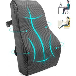 Coussin De Soutien Lombaire Ergonomique,Support Dorsal En Mousse &Agrave; M&eacute;moire De Forme Pour Chaise De Bureau Et Canap&eacute; (Gris) - Neuf