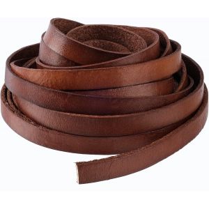 Mevronisshop-Bracelet En Cuir Plat 10 Mm X 2 Mm X 5 M, Au M&egrave;tre, Large, Pour Montre (Jaune Brun&acirc;tre) - Neuf