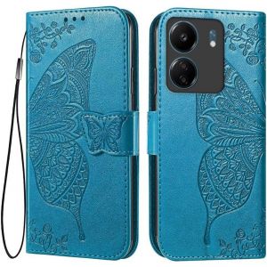 KAL-Coque Pour Redmi 13C (4G) / Poco C65 (6.71"" Inches) Etui Flip Magn&eacute;tique Avec 3 Fentes Pour Cartes 1 Portefeuille, Housse - Bleu - Neuf