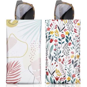 BNHGO-Étui pour Lunettes de Soleil, (Lot de 2) Lunettes de Poche Portable, Sac Souple de Lunettes Boitier Lunettes Portable Voyage pour Les Femmes avec Un Chiffon de Nettoyage - Neuf