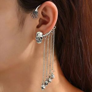 Boucles D'oreilles Pompon Tête De Mort Halloween, Boucles D'oreilles Animaux Sombres, Boucles D'oreilles Gothiques, 600, 1 Pc,Argent - Neuf
