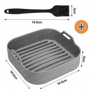 Doublures Carrées Réutilisables En Silicone Pour Friteuse À Air Et Brosse De Barbecue Pour Panier 3,5-5 Qt,Plateau De Cuisson Antiadhésif Pour Friteuses À Air,Four À Micro-Ondes.1Set. - Neuf